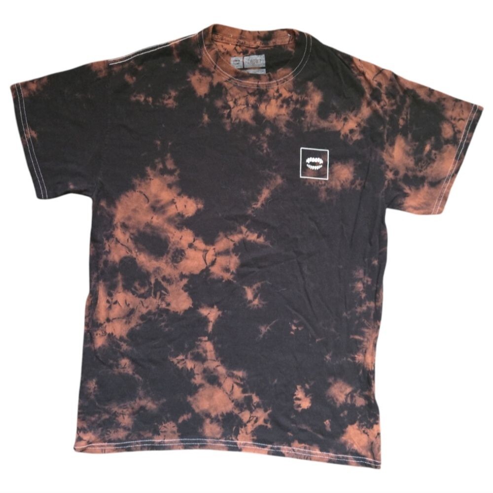 Vibrant Black and Orange Short Sleeve Tie-Dye Tee